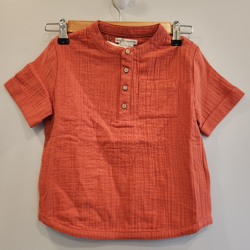 The Sunday Collective Kids 100% Cotton Burnt Sienna Short Sleeve Tee